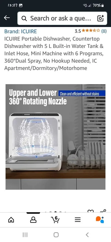 ICUIRE Portable Dishwasher🥕 Countertop Dishwasher with 5 L Built image indicator(6)