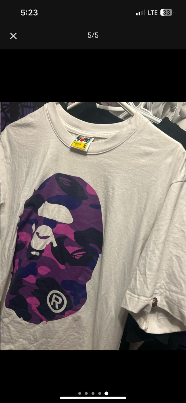 BAPE "Purple Camo Ape Head Tee" (Medium, Black)