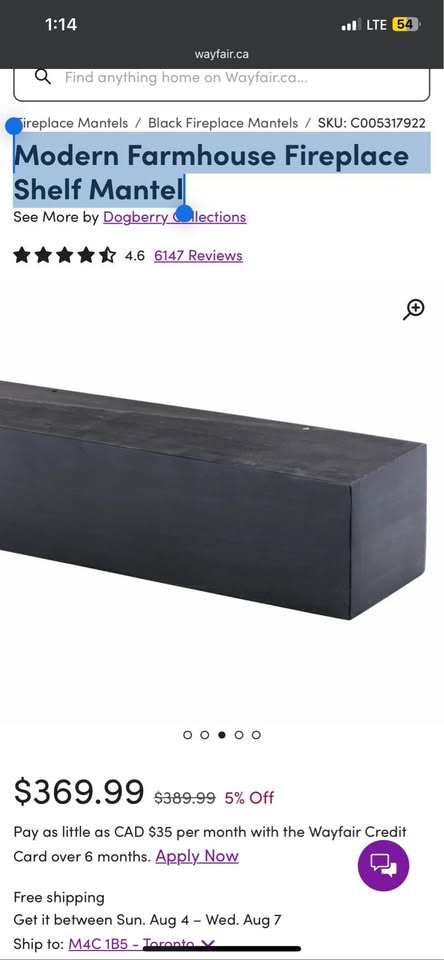 Modern Farmhouse Fireplace Shelf Mantel 72x9 Modern Farmhouse Fi - photo 4