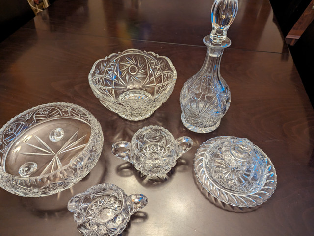 Stunning vintage heavy clear crystal serving dishes