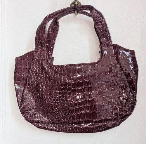 Wine Faux Snakeskin Purse