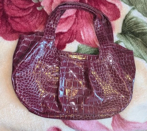Wine Faux Snakeskin Purse - photo 3