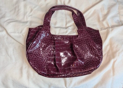 Wine Faux Snakeskin Purse - photo 4