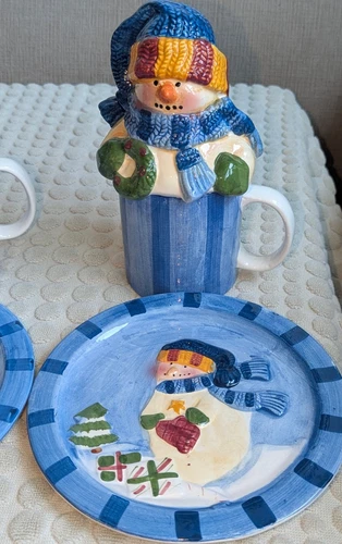 Snowman Cocoa 12pc Set. Mug/Stein, Topper & Plate Set - photo 4