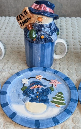 Snowman Cocoa 12pc Set. Mug/Stein, Topper & Plate Set - photo 5