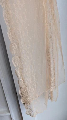 Peach Lace Halter Chiffon Dress Gown Size 12 Gown w Shawl - photo 5