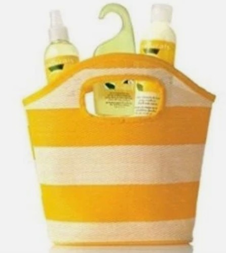 Naturals Woven Yellow n White Striped Bag by Avon