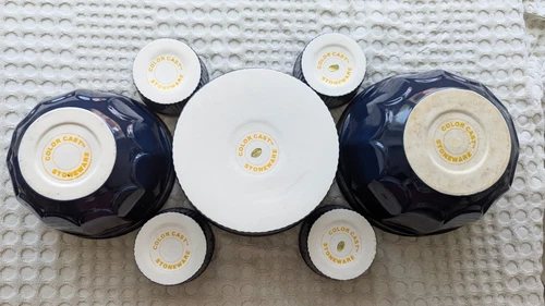 7pc Navy Mini Ramekin & Stoneware Bowl Set - photo 2
