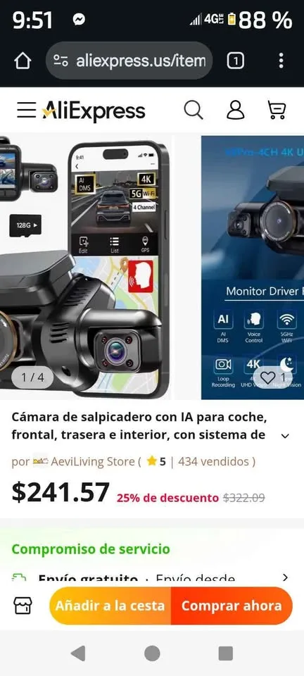 Dash Cámara de salpicadero AI frontal y trasera interior con sis image indicator(5)