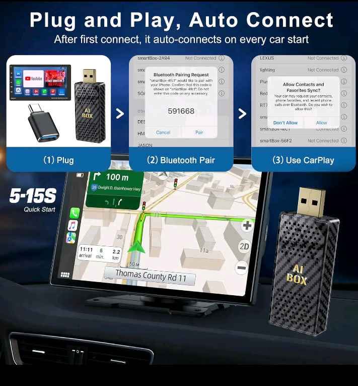 Wireless CarPlay AI box Android Auto Adapter - photo 3