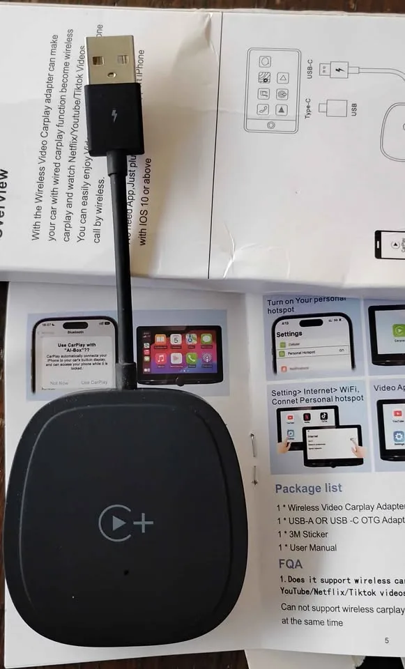 Adaptador inalámbrico CarPlay, adaptador con Netflix, YouTube y image indicator(4)