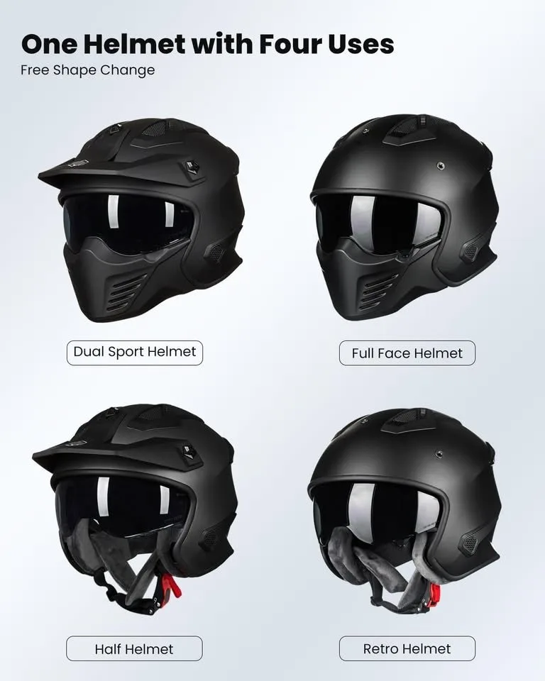 Small Matte Black Motorcycle 3/4 Half Pilot Helmet With Maxto M2 image indicator(9)