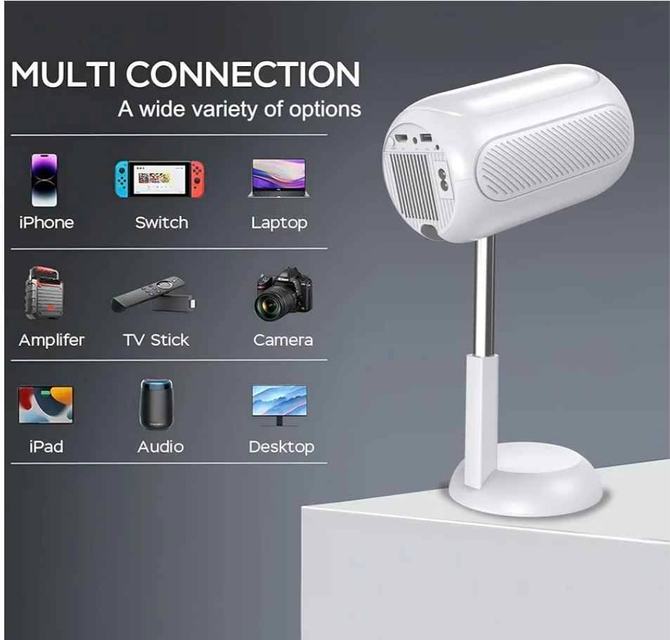 Unitedtime Proyector portátil con soporte 1080P 4K - photo 2