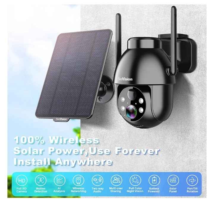 Wireless Solar Security Cameras Outdoor, 2K 3MP - photo 2