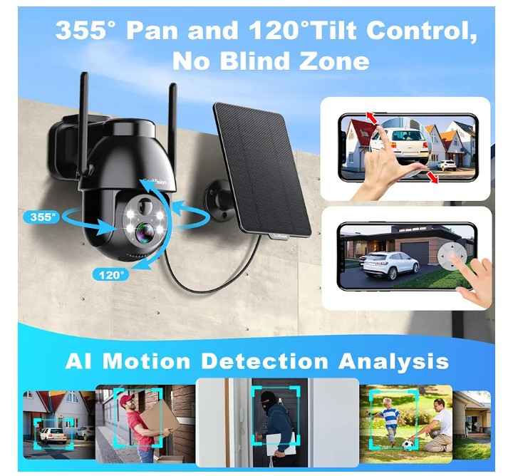 Wireless Solar Security Cameras Outdoor, 2K 3MP - photo 4