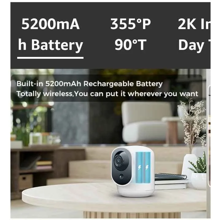 COCOCAM 2K Indoor Pan/Tilt Security Camera with 5200mAh image indicator(4)