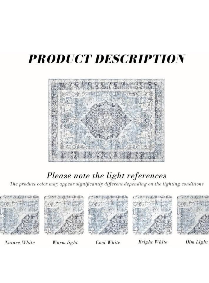 Area Rug 5×7, Vintage Boho Rug,Ultra-Soft Low Pile, Washable, No - photo 5