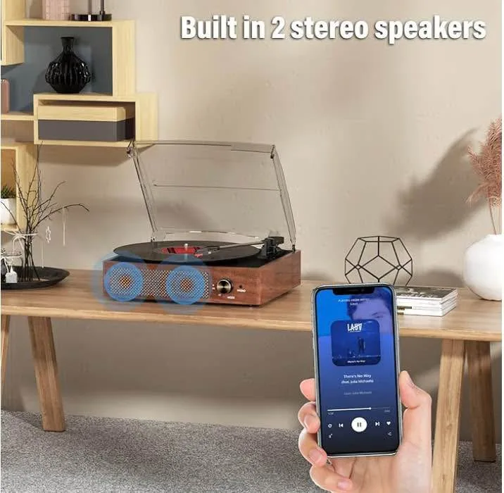 Record Player for Vinyl with 2 Build-in Speakers LP Vinyl Player image indicator(4)