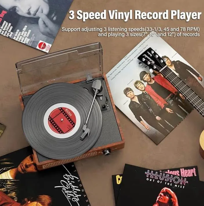 Record Player for Vinyl with 2 Build-in Speakers LP Vinyl Player image indicator(6)