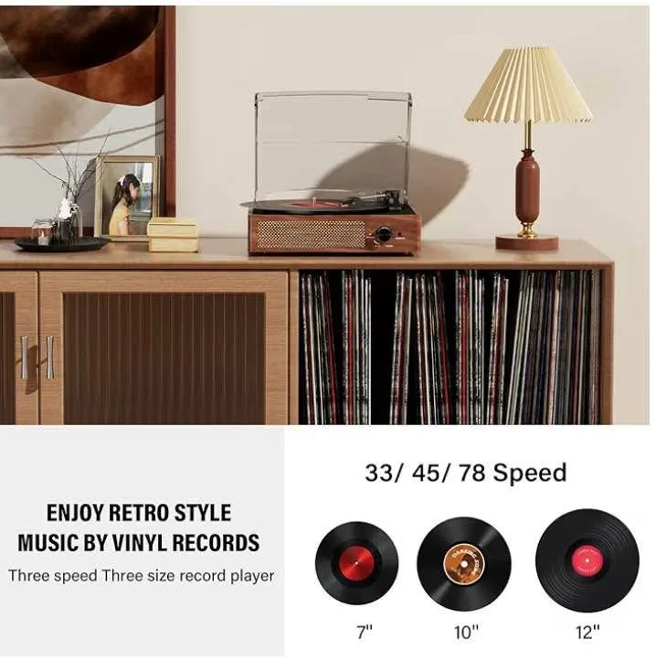 Record Player for Vinyl with 2 Build-in Speakers LP Vinyl Player image indicator(7)