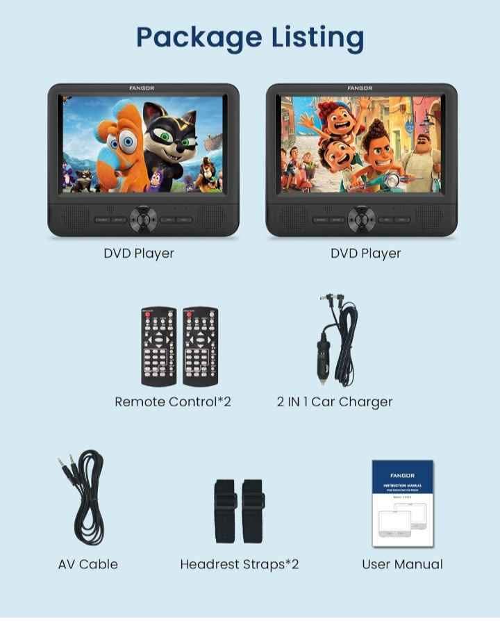 FANGOR 7.5" Dual Portable Car DVD Player - photo 2