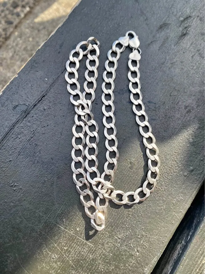 925 Sterling Silver italy link chain necklace size 24" thumbnail