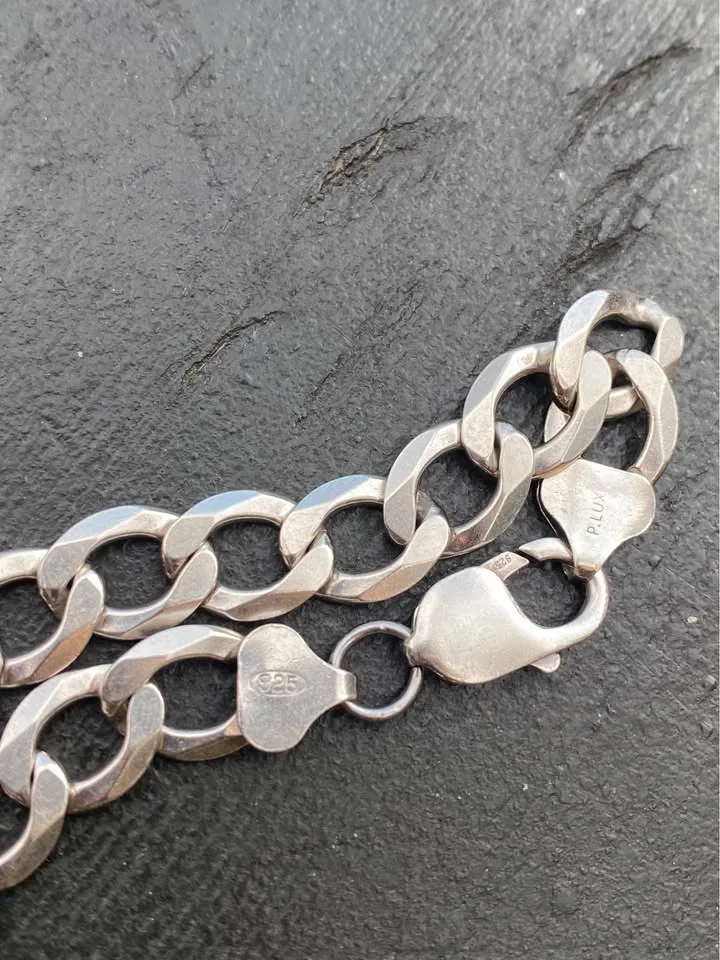 925 Sterling Silver italy link chain necklace size 24" image indicator(2)