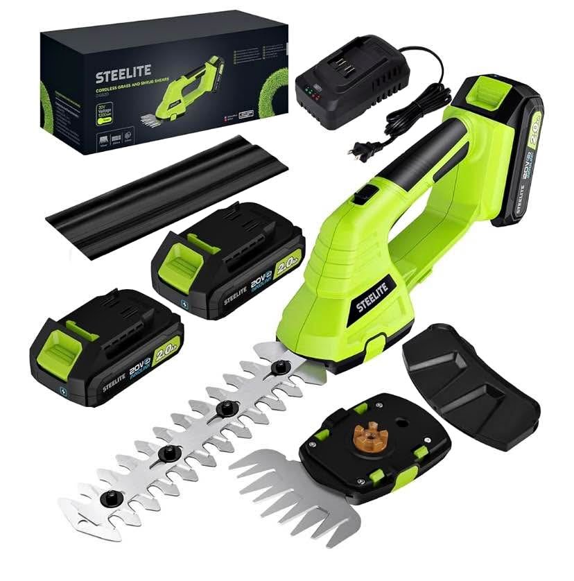 STEELITE Hedge Trimmer Cordless, 21V Electric Mini Grass Trimmer