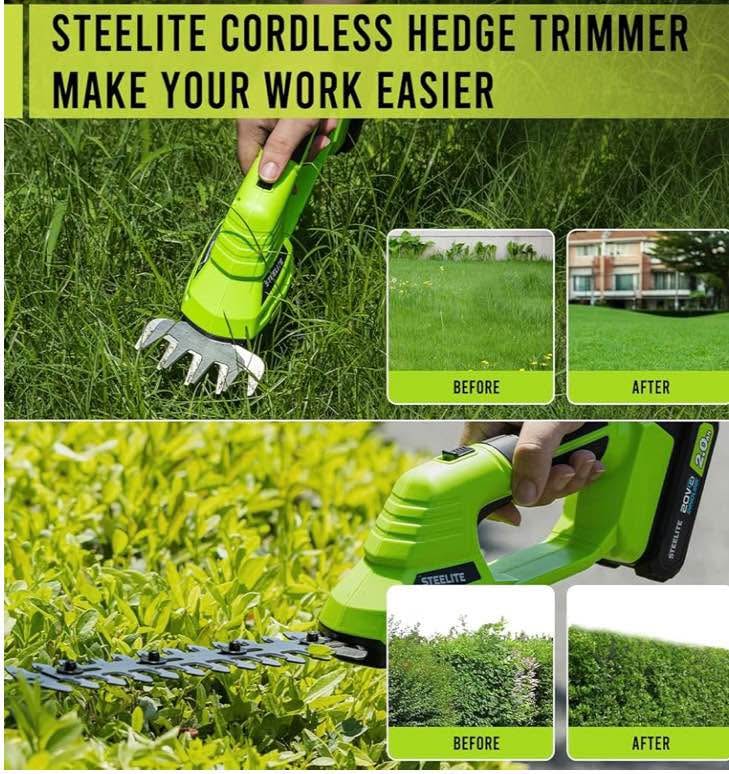 STEELITE Hedge Trimmer Cordless, 21V Electric Mini Grass Trimmer - photo 3