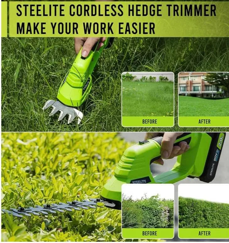 STEELITE Hedge Trimmer Cordless, 21V Electric Mini Grass Trimmer image indicator(3)