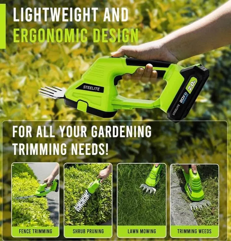 STEELITE Hedge Trimmer Cordless, 21V Electric Mini Grass Trimmer image indicator(7)