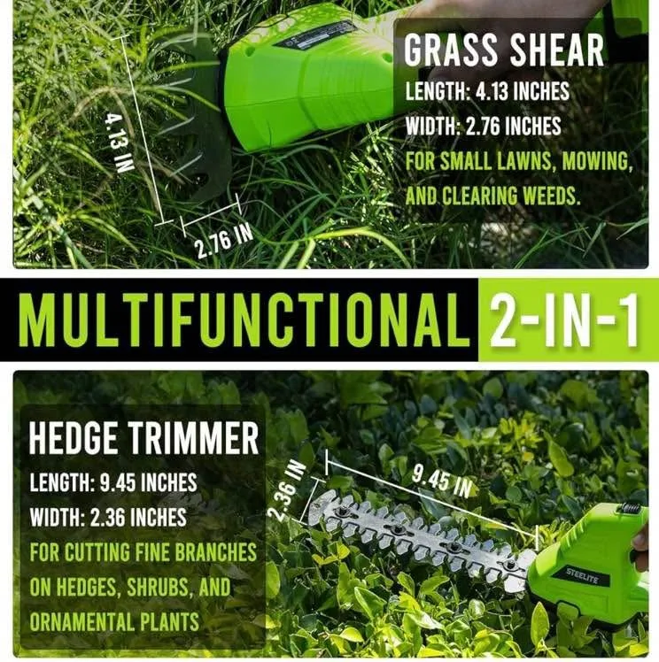 STEELITE Hedge Trimmer Cordless, 21V Electric Mini Grass Trimmer image indicator(8)