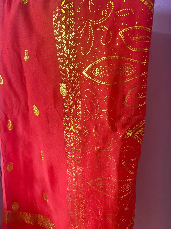 Simple Red Sari