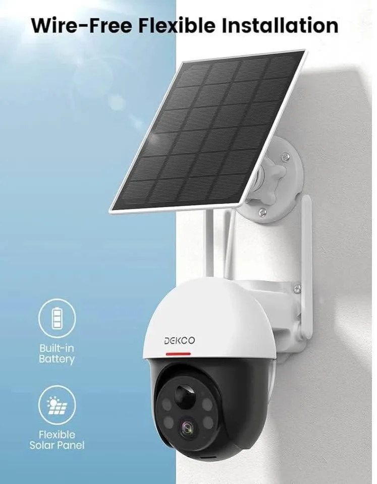 DEKCO Solar Security Camera Outdoor Wireless, Battery Powered, P image indicator(8)
