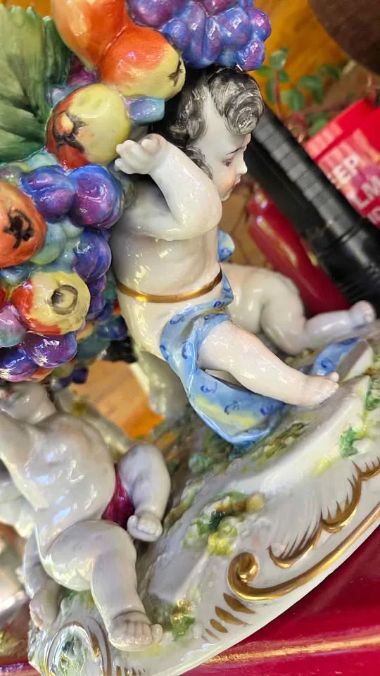 Volkstedt Cherubs Holding Fruit Center