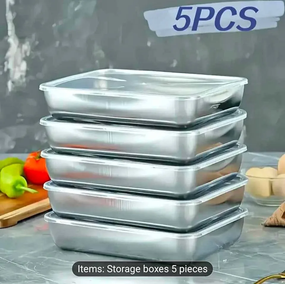 Brand new 5pc stainless steel food storage containers thumbnail
