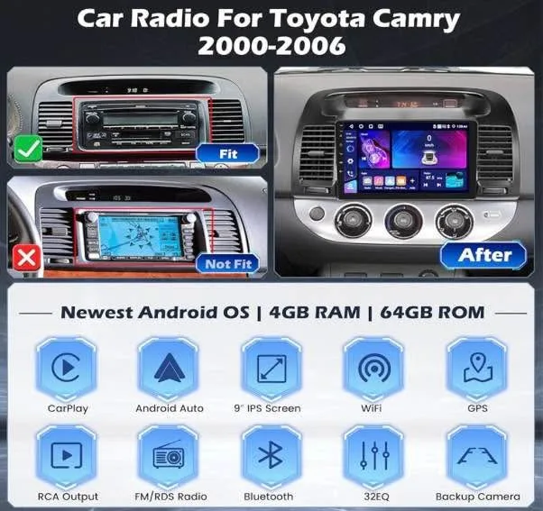 5G WiFi [4+64G] Hikity Android Car Stereo for Toyota Camry 2000- image indicator(10)