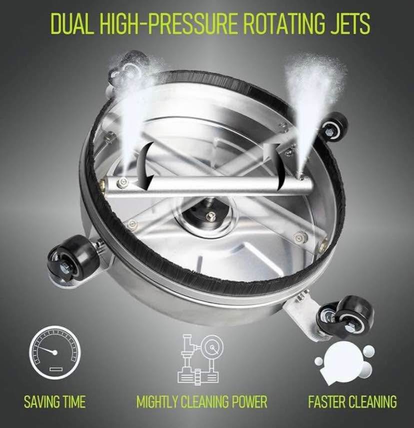 14" Pressure Washer Surface Cleaner with 4 Wheels, Stainless Ste - photo 4