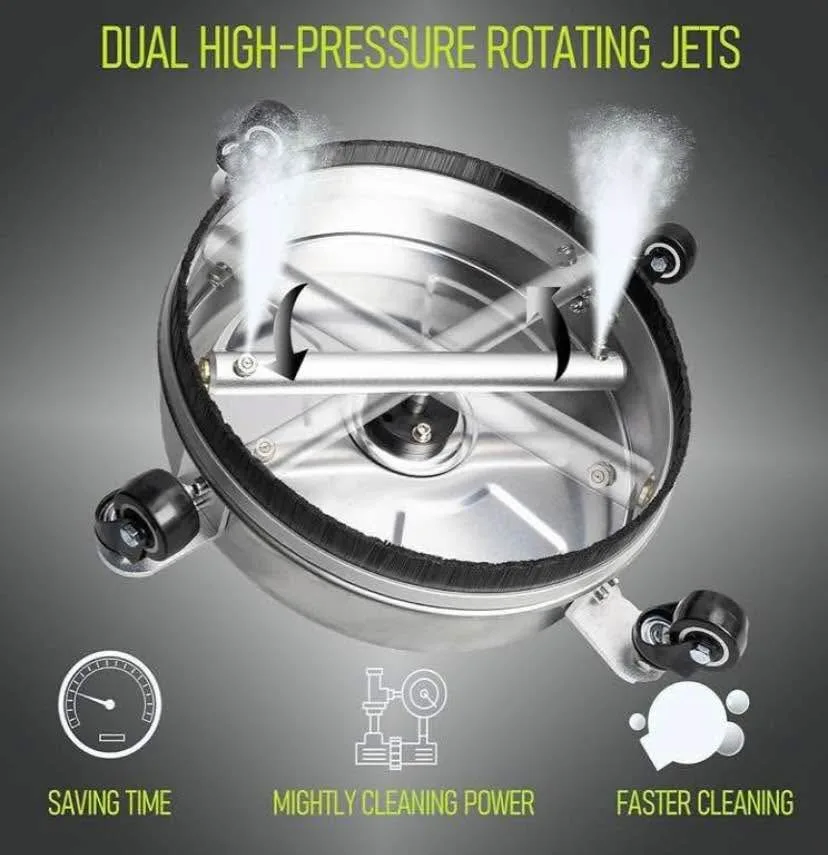 14" Pressure Washer Surface Cleaner with 4 Wheels, Stainless Ste image indicator(4)