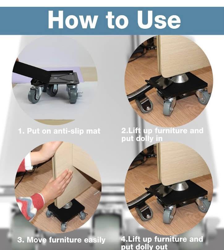 1500LBS Heavy Duty Furniture Dolly - Furniture Movers with 5 Whe - photo 3