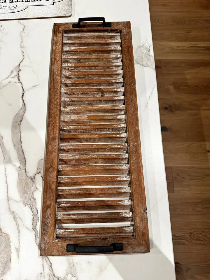 Wood shutter like tray with handles
