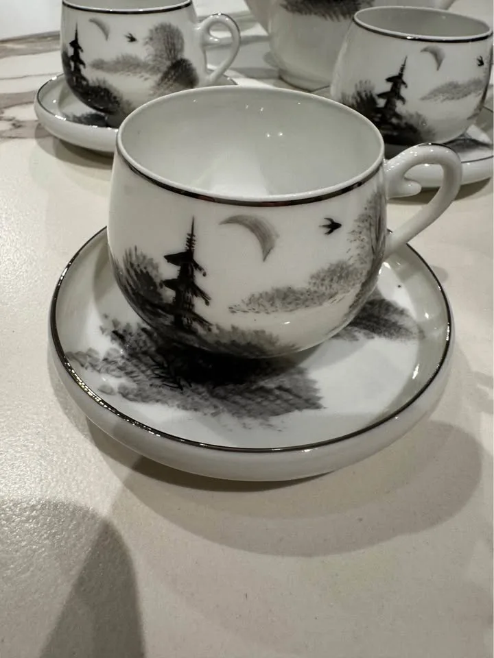 Kutani Japanese vintage porcelain tea set image indicator(4)