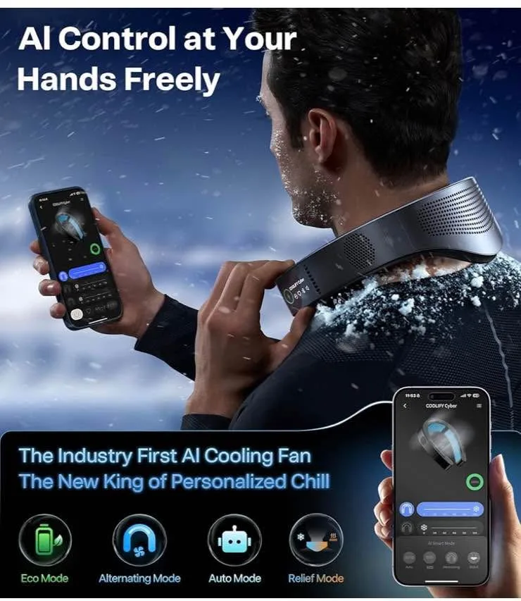 TORRAS 2025 Top Al Neck Fan Air Conditioner Coolify Cyber, Porta image indicator(4)