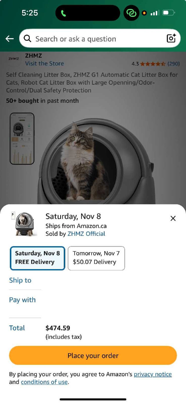 ZHMZ G1 Smart Self-Cleaning Cat Litter Box (Slightly Used)