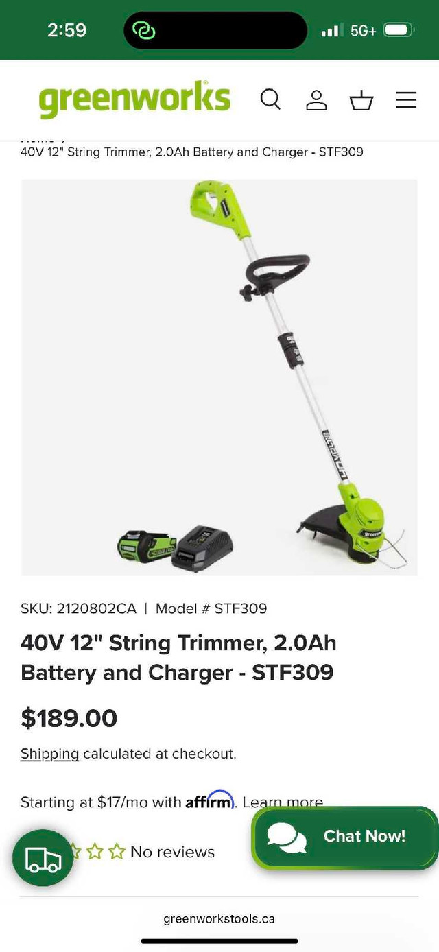 Greenworks 40v 12" STRING TRIMMER BATTERY