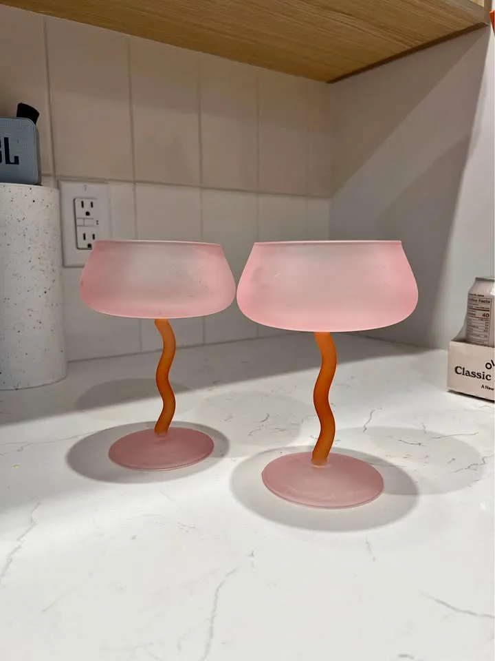 Vintage Pink and Orange Cocktail Glasses thumbnail