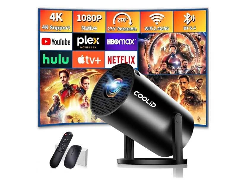 Mini Projector, Support 4K 1080P Portable Projector with Bidirec