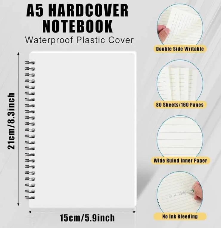 12 Pack Lined Paper Spiral Notebook 5.9 x 8.3 Inches Journal Whi image indicator(3)