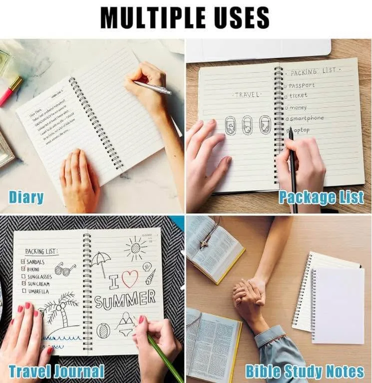 12 Pack Lined Paper Spiral Notebook 5.9 x 8.3 Inches Journal Whi image indicator(7)