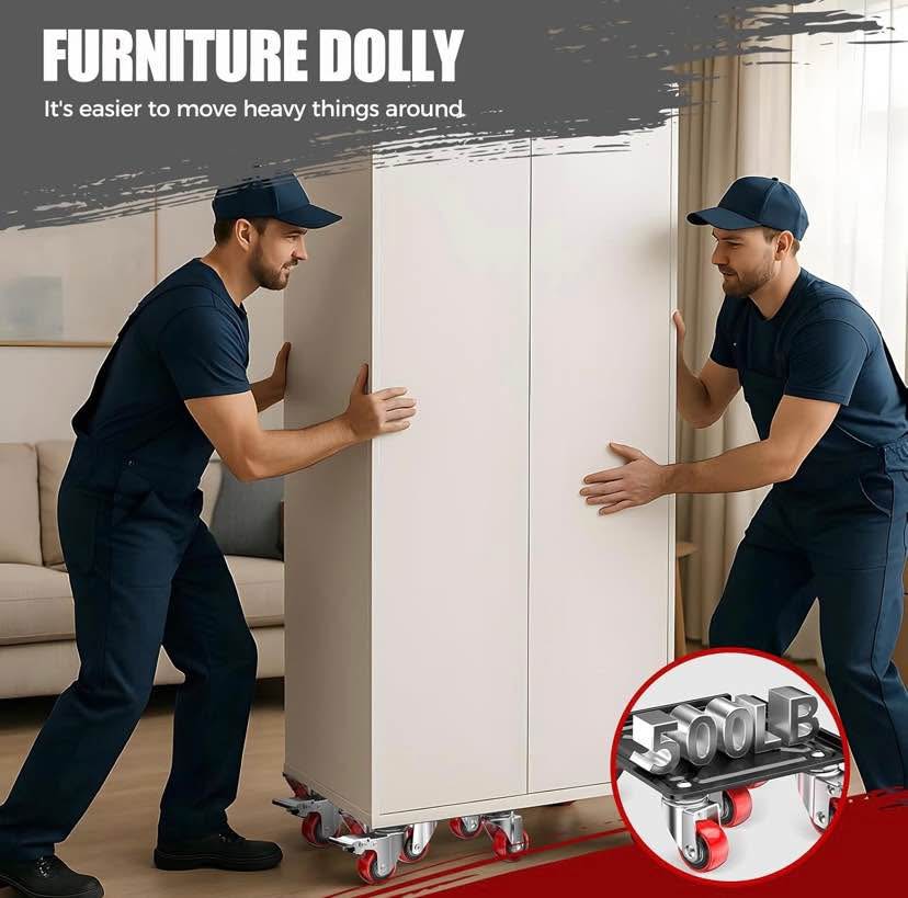 Heavy Duty 3000LBS Furniture Dolly & Movers with 5 Wheels & Brak - photo 3